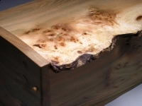 large jewellery chest in burr wych elm