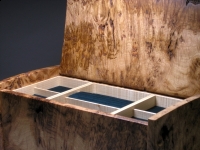 Large burr oak jewellery chest